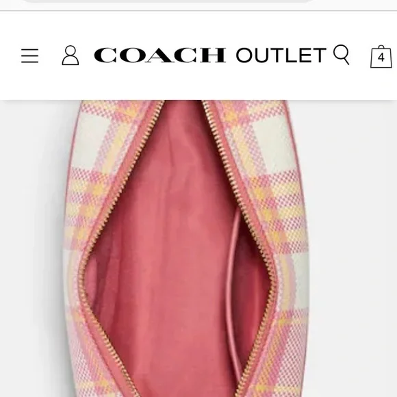 Coach Dempsey Boxy cosmetic 20 with Garden plaid print with Coach patch. - Picture 3 of 5